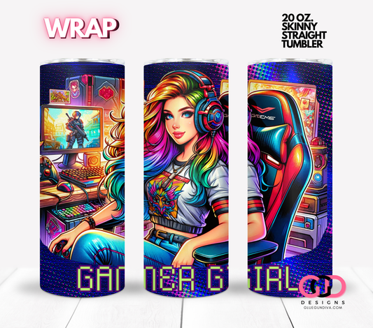 Gamer Girl 2 -  Digital tumbler wrap for 20 oz skinny straight tumbler