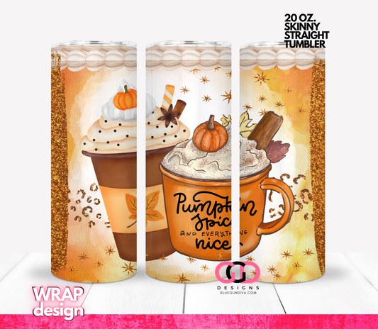 Pumpkin Spice Lover -  Digital tumbler wrap for 20 oz skinny straight tumbler