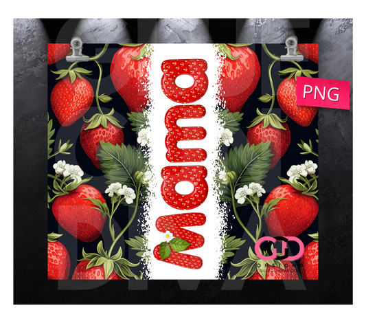 Strawberry Mama-   Digital tumbler wrap for 20 oz skinny straight tumbler