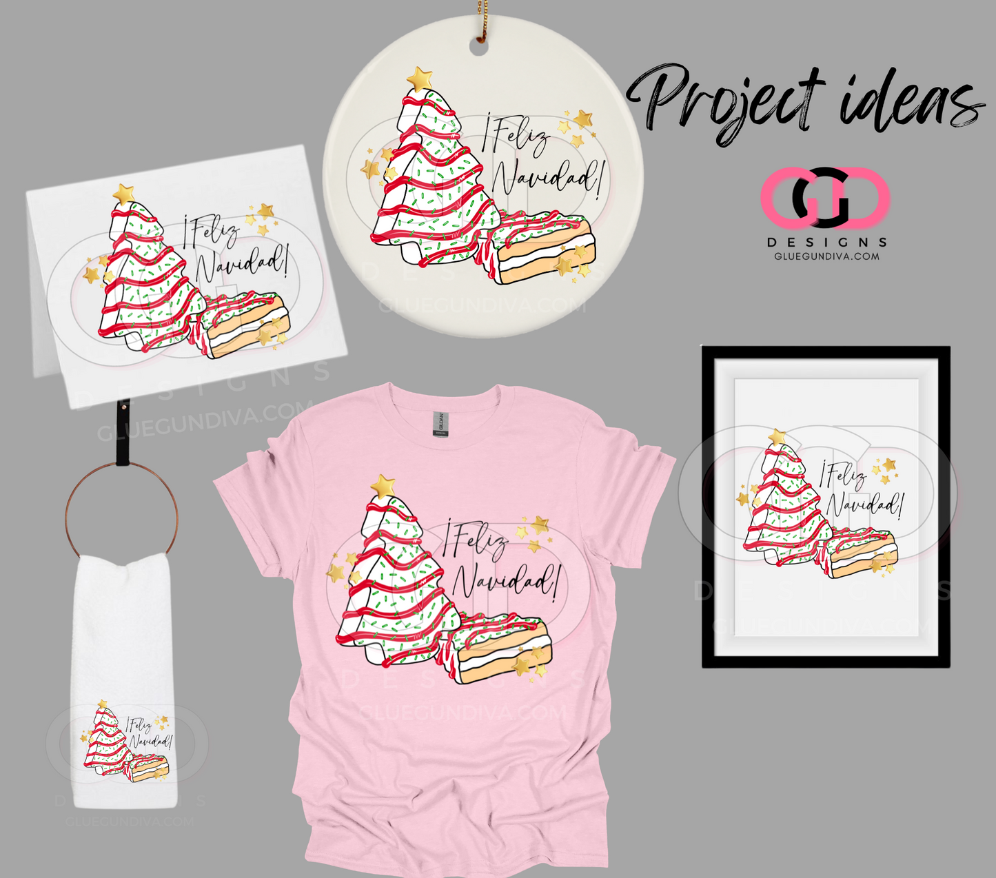 Feliz Navidad Tree Cakes -  PNGs & SVGs