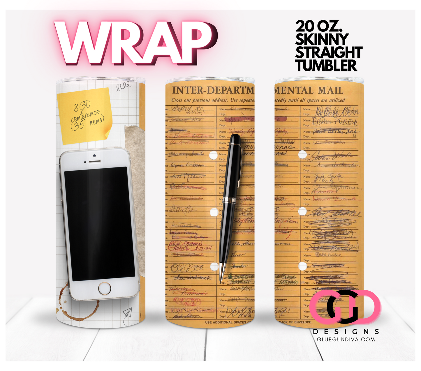 Past Office Life -  Digital tumbler wrap for 20 oz skinny straight tumbler