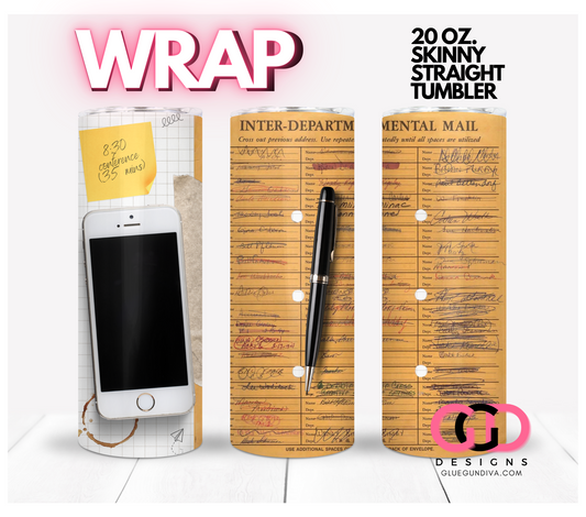 Past Office Life -  Digital tumbler wrap for 20 oz skinny straight tumbler