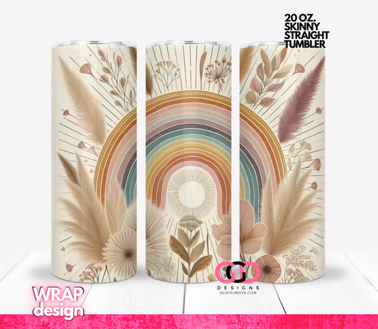 Rainbow in Boho -   Digital tumbler wrap for 20 oz skinny straight tumbler
