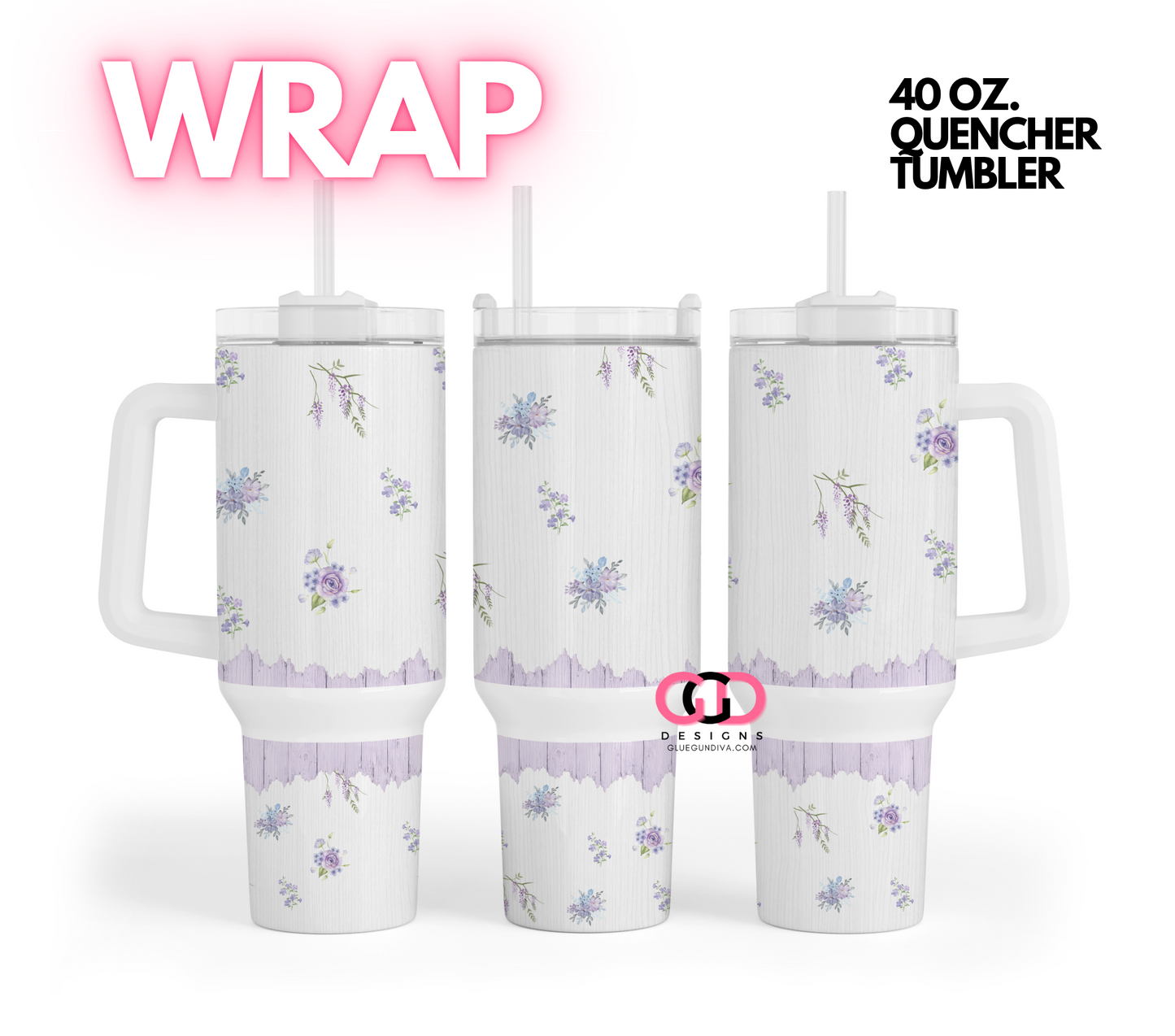 Lilac Blooms -   Digital tumbler wrap for 40 oz tumbler