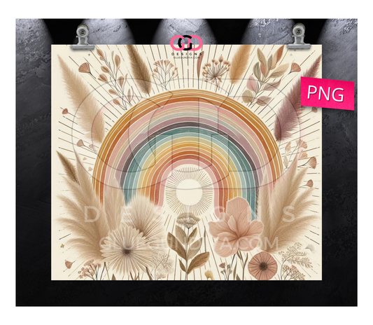 Rainbow in Boho -   Digital tumbler wrap for 20 oz skinny straight tumbler