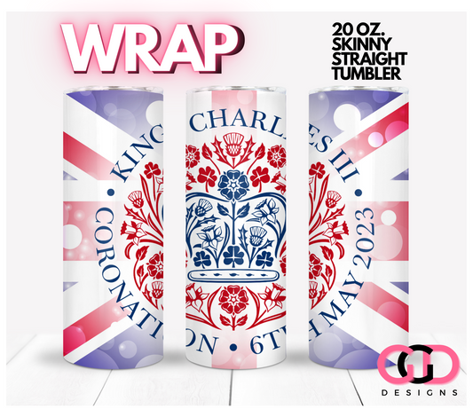 King Charles Coronoation Emblem-   Digital tumbler wrap for 20 oz skinny straight tumbler