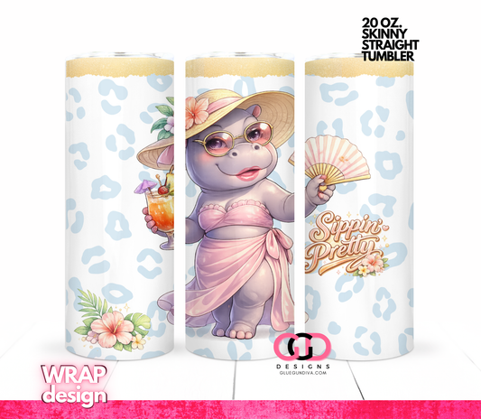 Sippin Pretty-   Digital tumbler wrap for 20 oz skinny straight tumbler