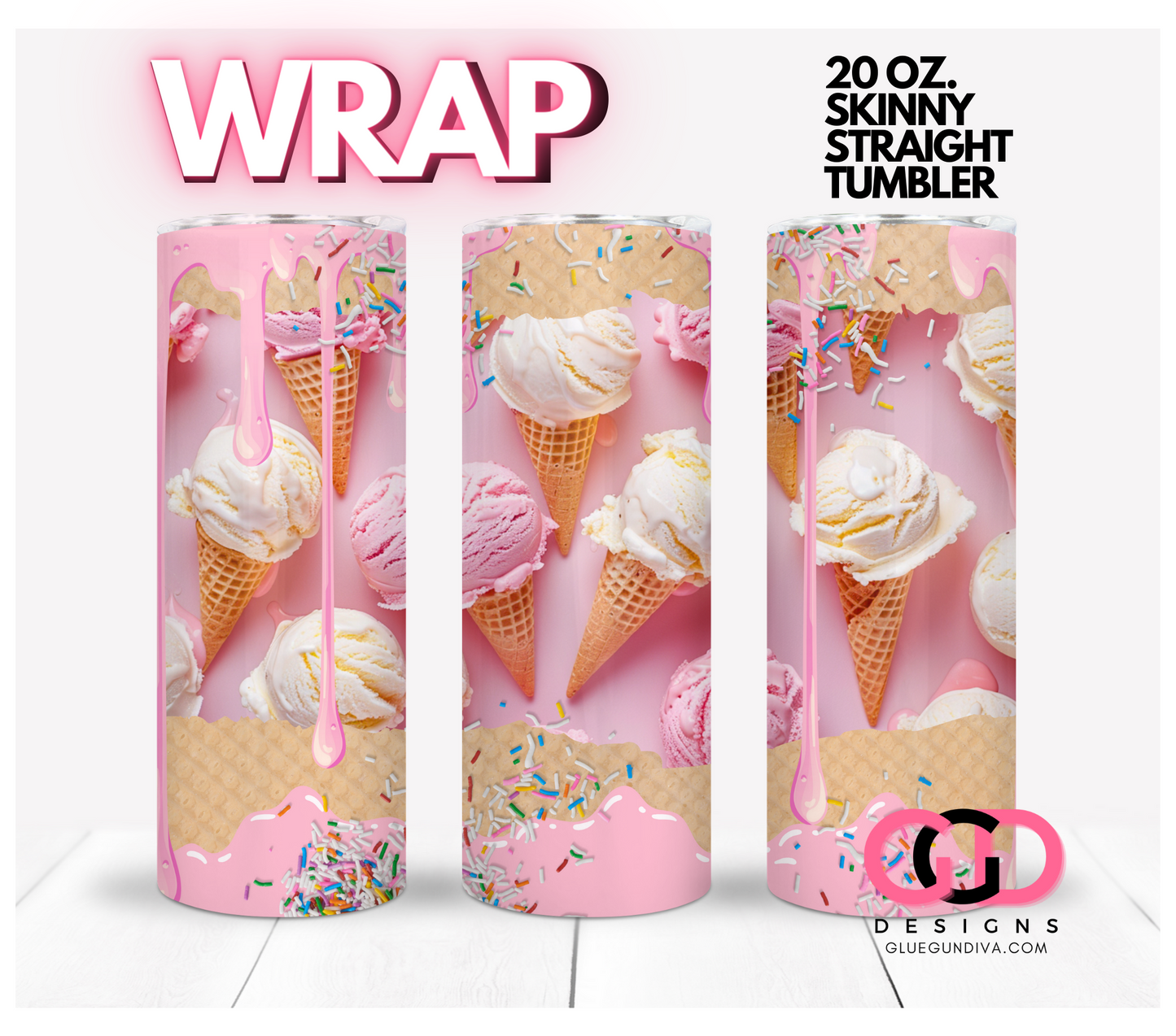 Sprinkles please -  Digital tumbler wrap for 20 oz skinny straight tumbler