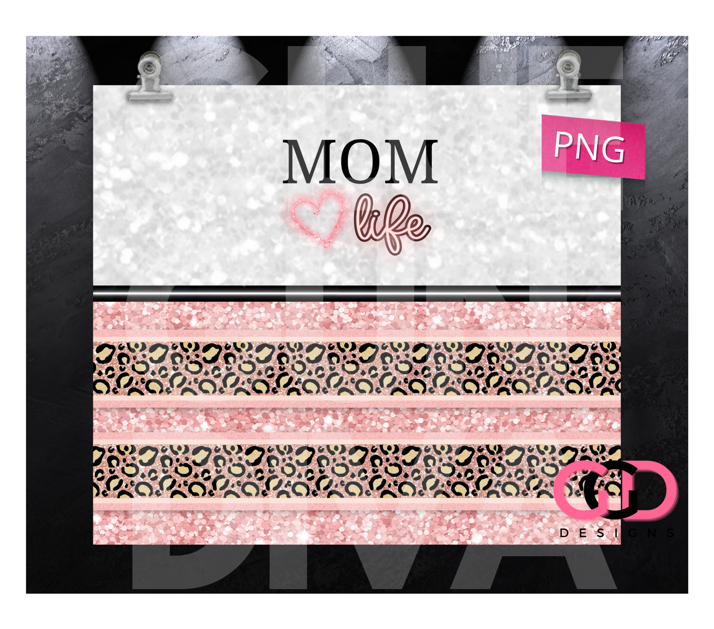 Mom Life Animal Print Glitter -   Digital tumbler wrap for 20 oz skinny straight tumbler