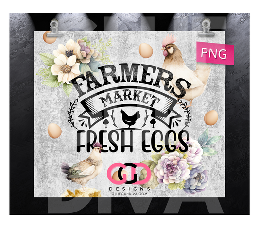 Farmers Market Fresh Eggs-   Digital tumbler wrap for 20 oz skinny straight tumbler