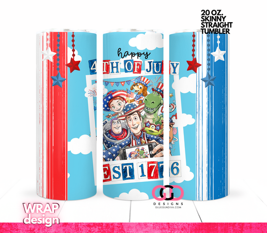 Toys Fourth of July-   Digital tumbler wrap for 20 oz skinny straight tumbler