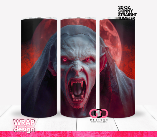 Red Moon Scares Vampire-  Digital tumbler wrap for 20 oz skinny straight tumbler