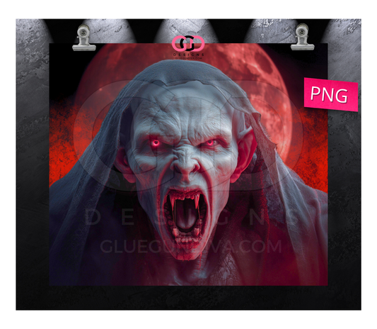 Red Moon Scares Vampire-  Digital tumbler wrap for 20 oz skinny straight tumbler