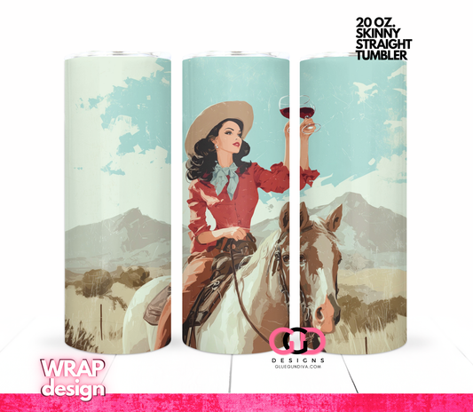 Cheers Cowgirls -  Digital tumbler wrap for 20 oz skinny straight tumbler