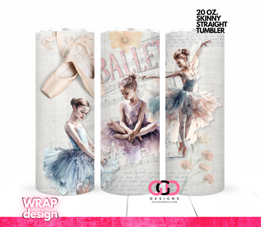 Ballet -  Digital tumbler wrap for 20 oz skinny straight tumbler