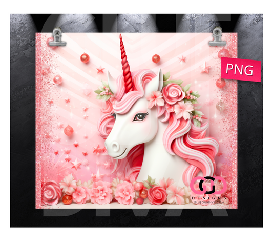 Peppermint Unicorn-   Digital tumbler wrap for 20 oz skinny straight tumbler