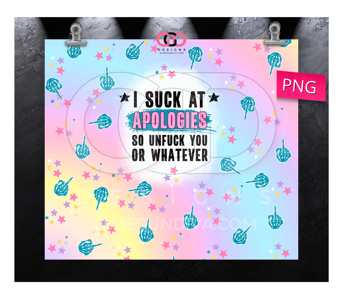 I suck at apologies adult -   Digital tumbler wrap for 20 oz skinny straight tumbler