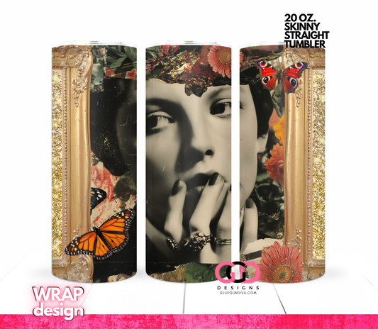 Glam Collage -   Digital tumbler wrap for 20 oz skinny straight tumbler