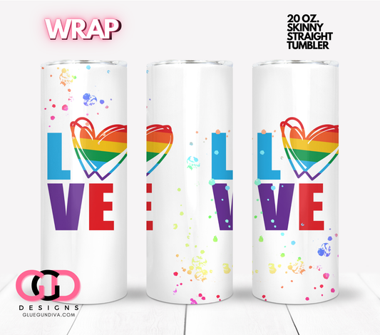 Love in Raibow Splash-  Digital tumbler wrap for 20 oz skinny straight tumbler