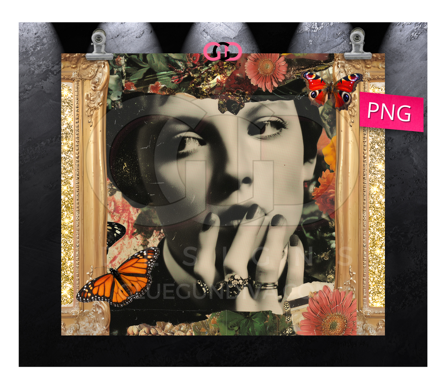 Glam Collage -   Digital tumbler wrap for 20 oz skinny straight tumbler