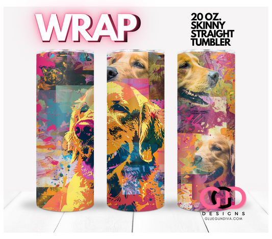 Golden Retriever Color Collage 2 -  Digital tumbler wrap for 20 oz skinny straight tumbler