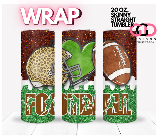 Football Time Glitter -   Digital tumbler wrap for 20 oz skinny straight tumbler