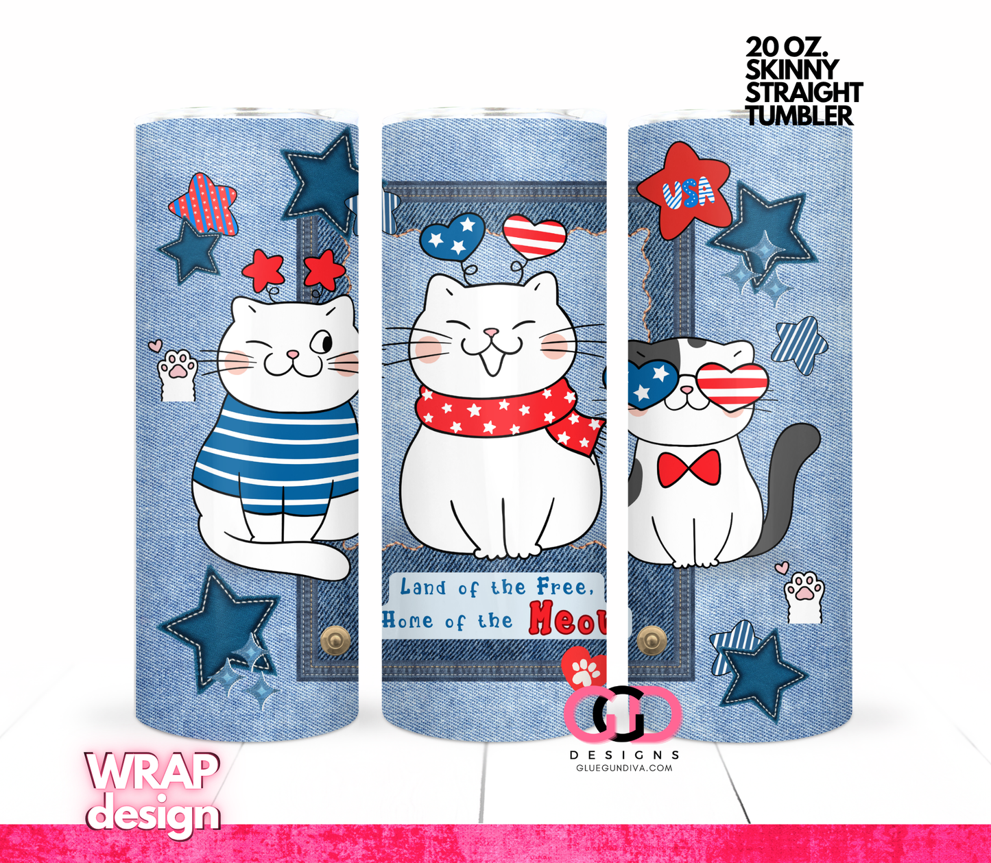 Home of the Meow -   Digital tumbler wrap for 20 oz skinny straight tumbler