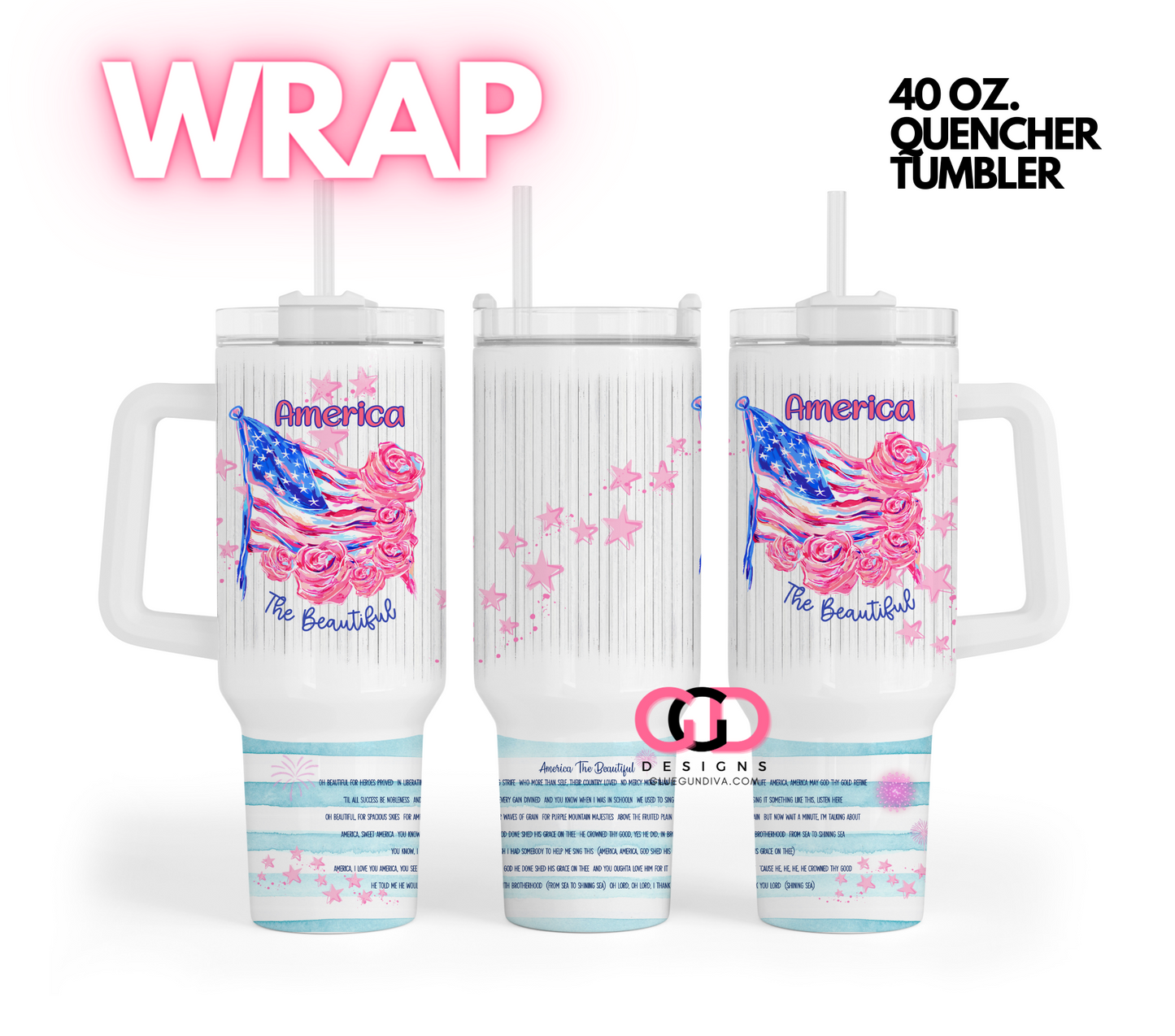 America The Beautiful Lyrics -   Digital tumbler wrap for 40 oz tumbler