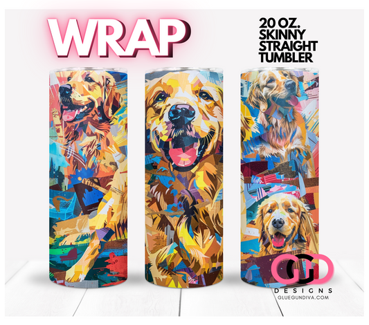 Golden Retriever Color Collage 1 -  Digital tumbler wrap for 20 oz skinny straight tumbler