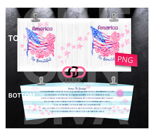 America The Beautiful Lyrics -   Digital tumbler wrap for 40 oz tumbler
