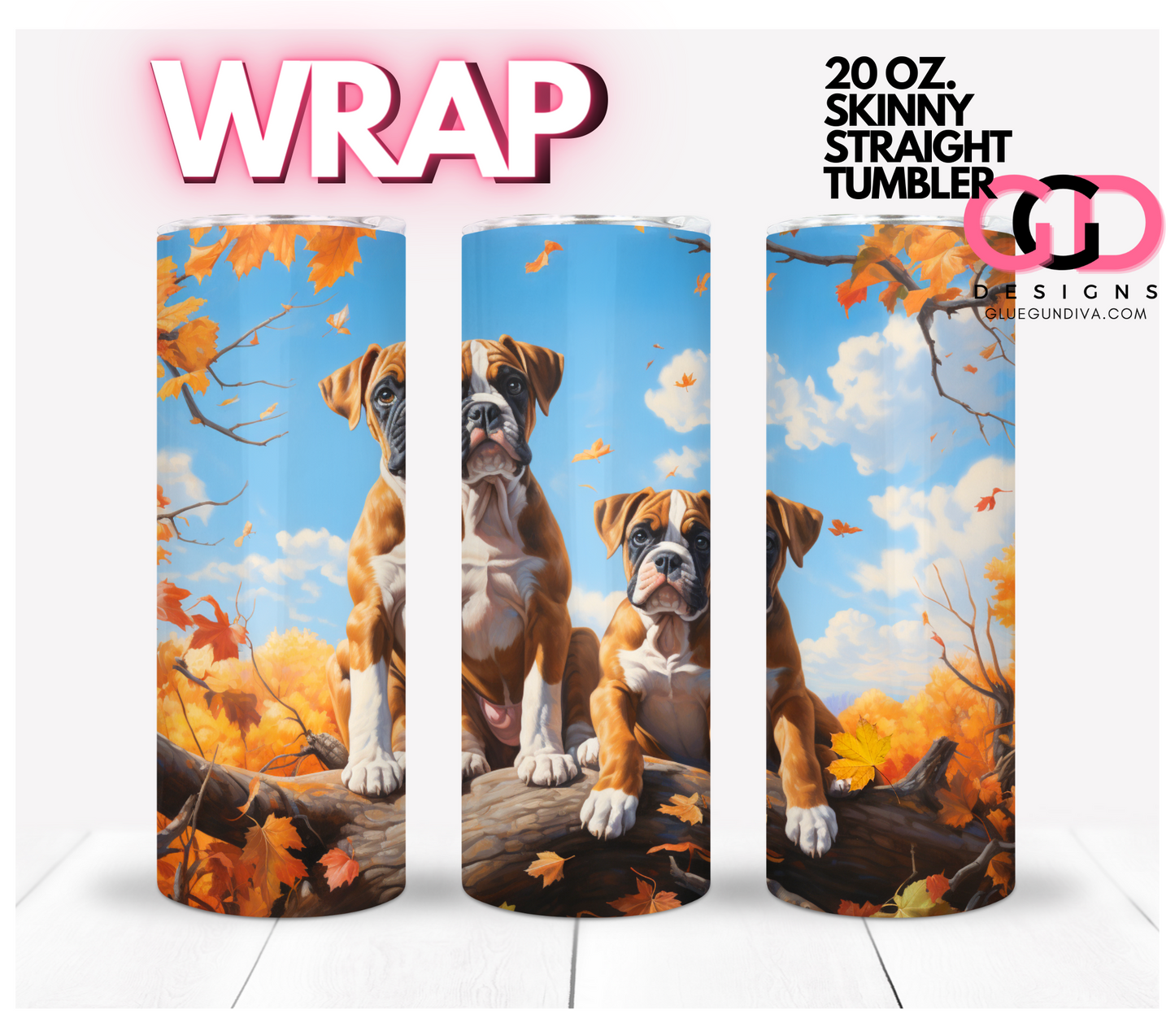 Fall Boxers-   Digital tumbler wrap for 20 oz skinny straight tumbler