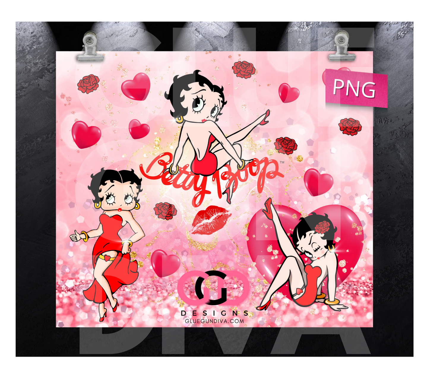 Betty Boop -   Digital tumbler wrap for 20 oz skinny straight tumbler