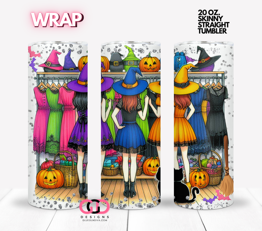 Witch Shopping -  Digital tumbler wrap for 20 oz skinny straight tumbler