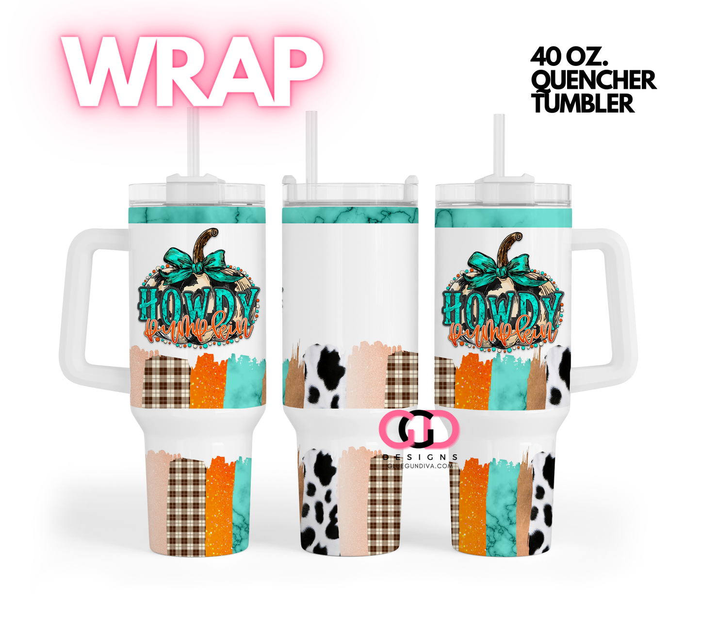 Howdy Pumpkin -   Digital tumbler wrap for 40 oz tumbler