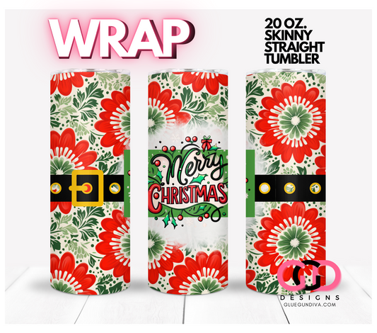 Christmas Greetings-   Digital tumbler wrap for 20 oz skinny straight tumbler