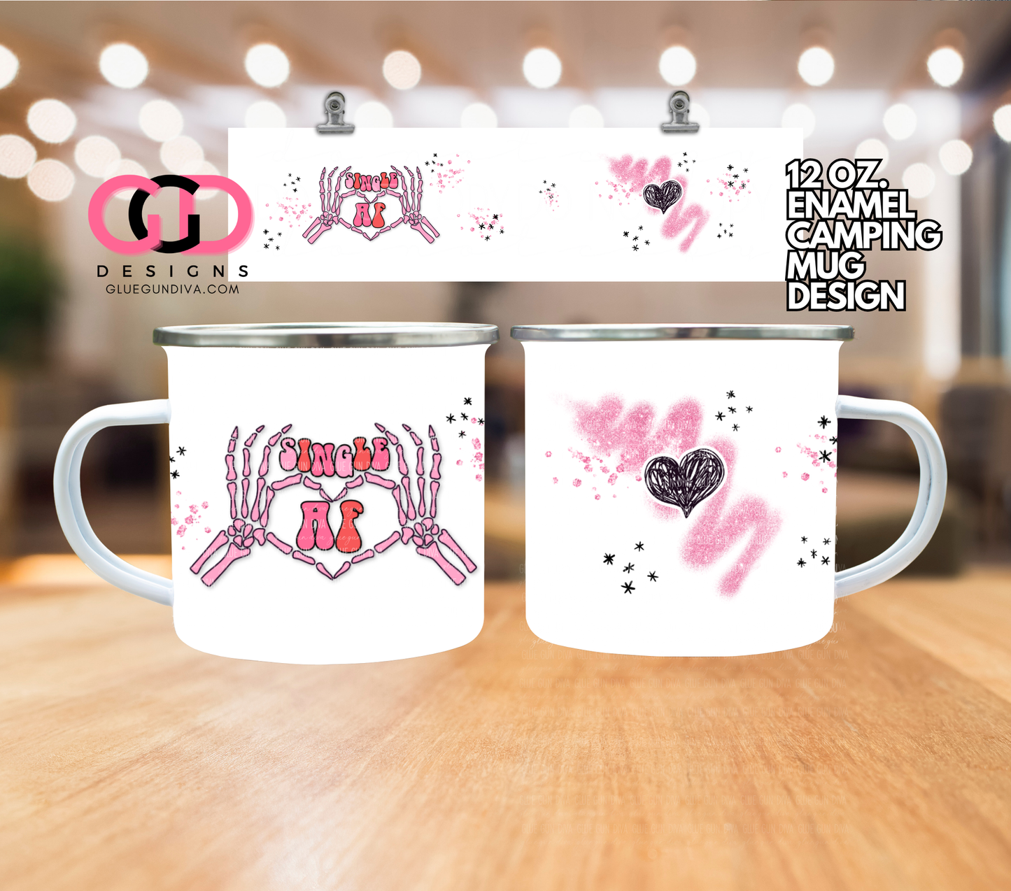 Single AF Anti Valentine - Digital wrap for 12 oz enamel camping mug