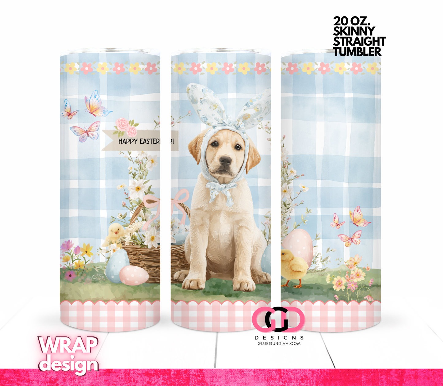 Lab Easter Puppy-  Digital tumbler wrap for 20 oz skinny straight tumbler