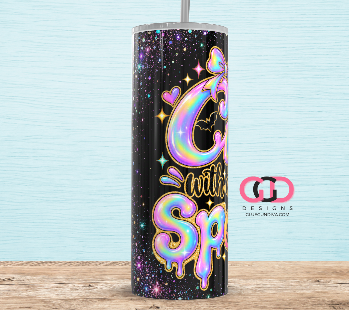 Cute with a chance of Spooky -  Digital tumbler wrap for 20 oz skinny straight tumbler