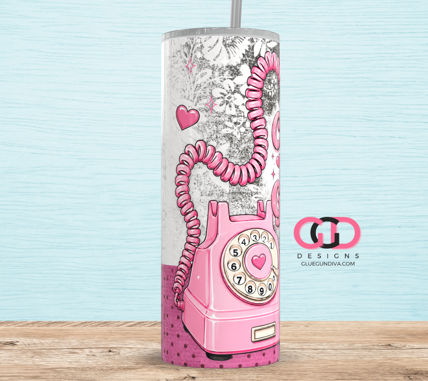Call me when there's Gossip -  Digital tumbler wrap for 20 oz skinny straight tumbler