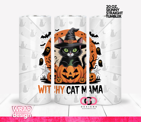 Witchy Cat Mama -   Digital tumbler wrap for 20 oz skinny straight tumbler