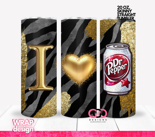 I Heart Dr Pepper-  Digital tumbler wrap for 20 oz skinny straight tumbler