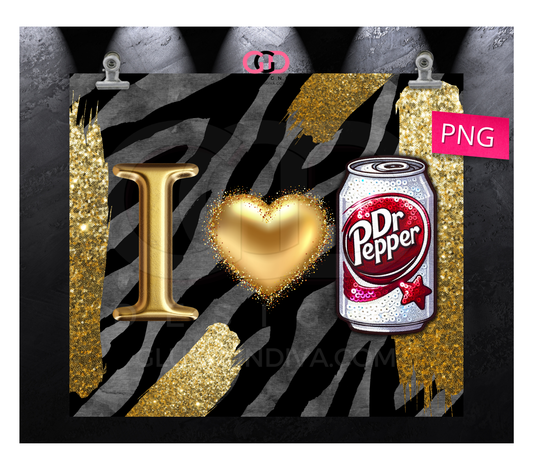 I Heart Dr Pepper-  Digital tumbler wrap for 20 oz skinny straight tumbler