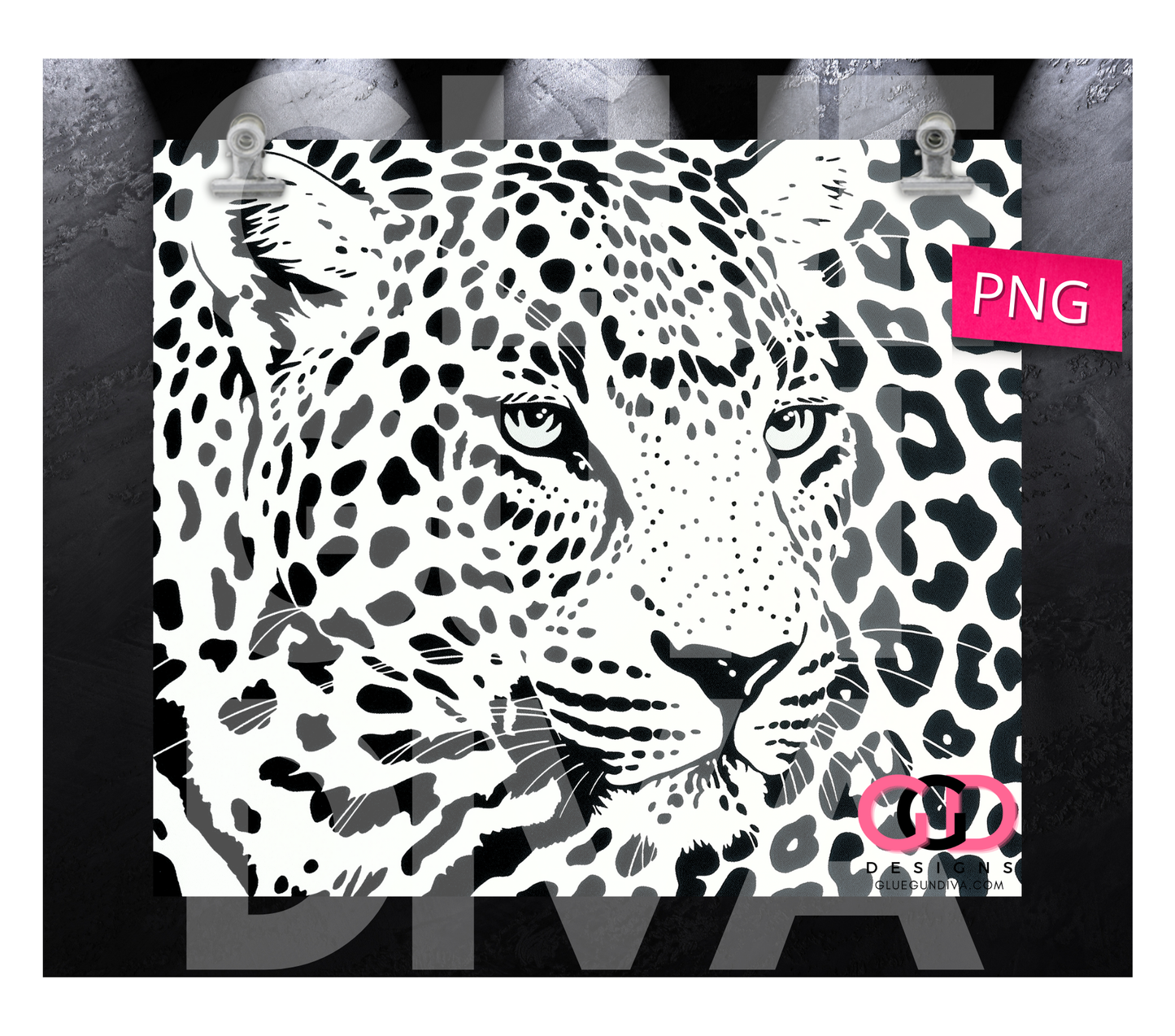 Leopard Closeup-  Digital tumbler wrap for 20 oz skinny straight tumbler