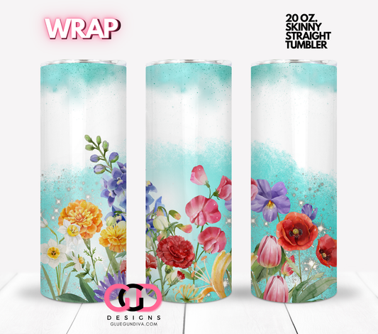 Flower Bunches-  Digital tumbler wrap for 20 oz skinny straight tumbler