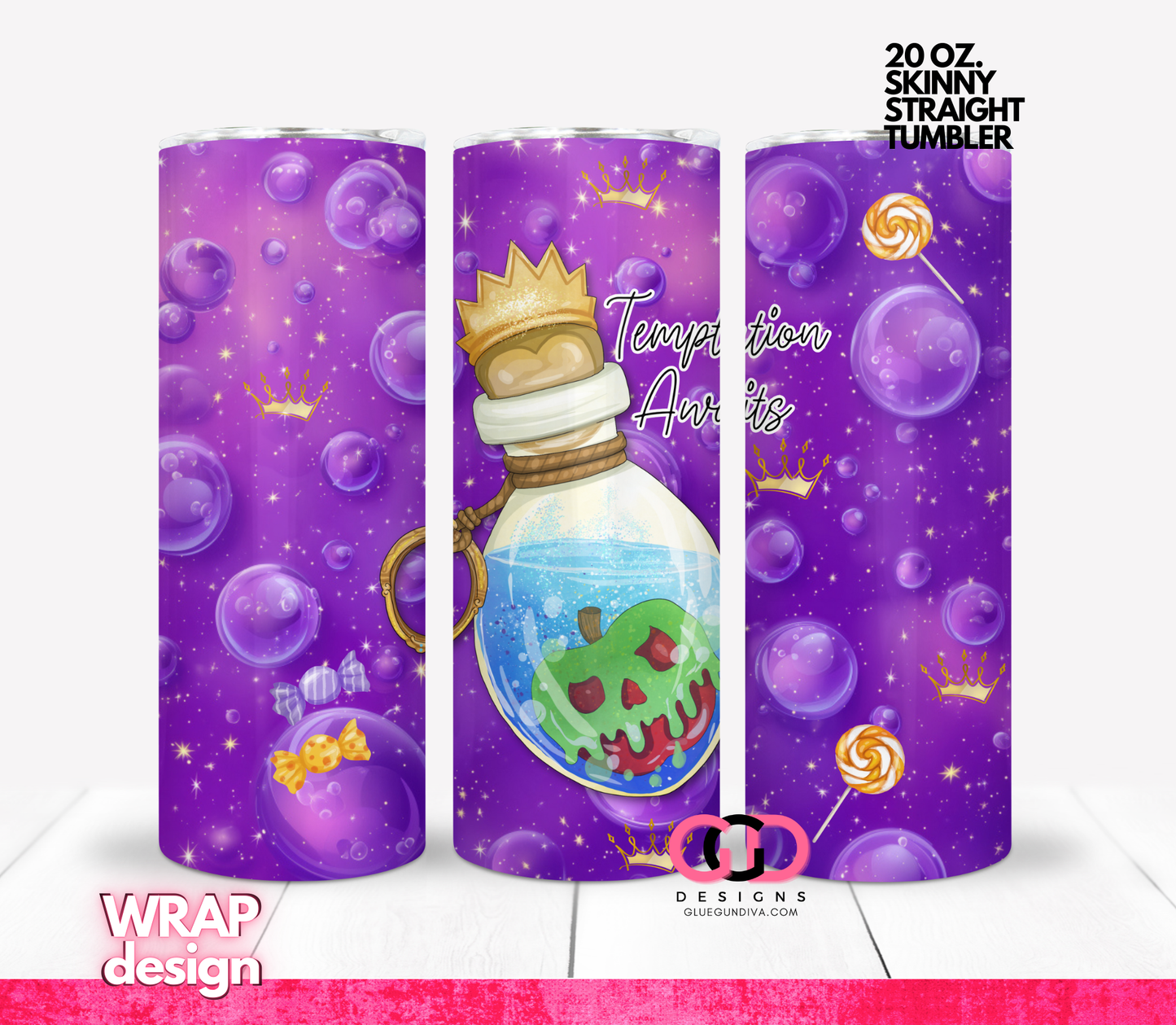 Temptation Awaits -   Digital tumbler wrap for 20 oz skinny straight tumbler