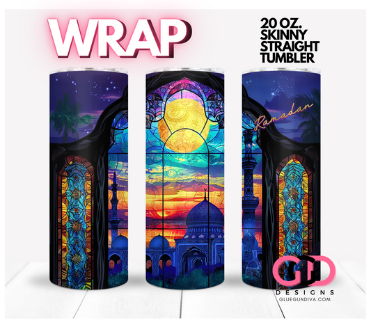 Ramadan Stained Glass -  Digital tumbler wrap for 20 oz skinny straight tumbler