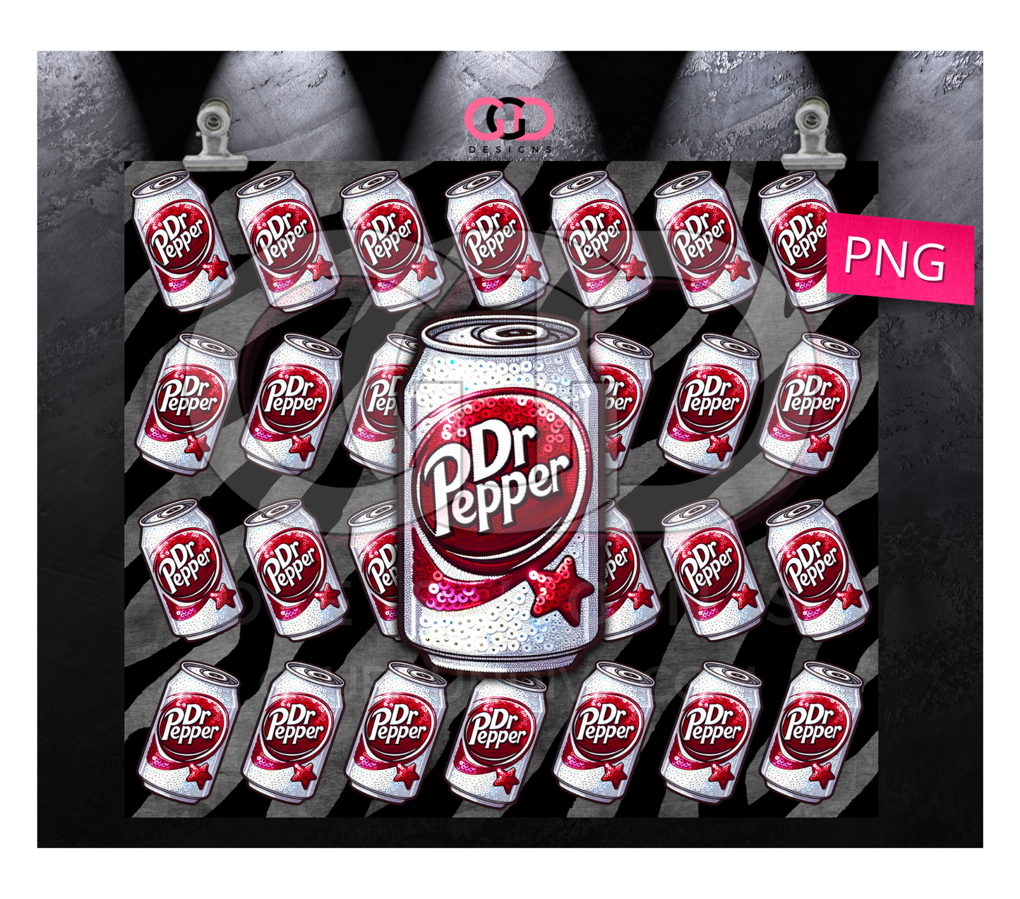 Dr Pepper Cans-  Digital tumbler wrap for 20 oz skinny straight tumbler