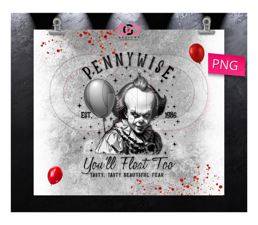 You'll Float Too-   Digital tumbler wrap for 20 oz skinny straight tumbler