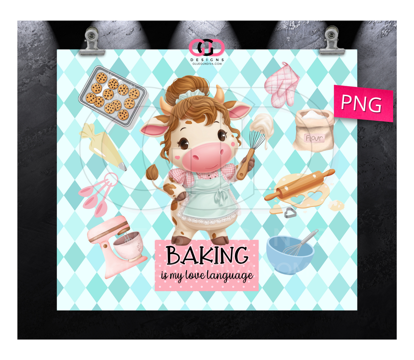 Baking is my love language-  Digital tumbler wrap for 20 oz skinny straight tumbler
