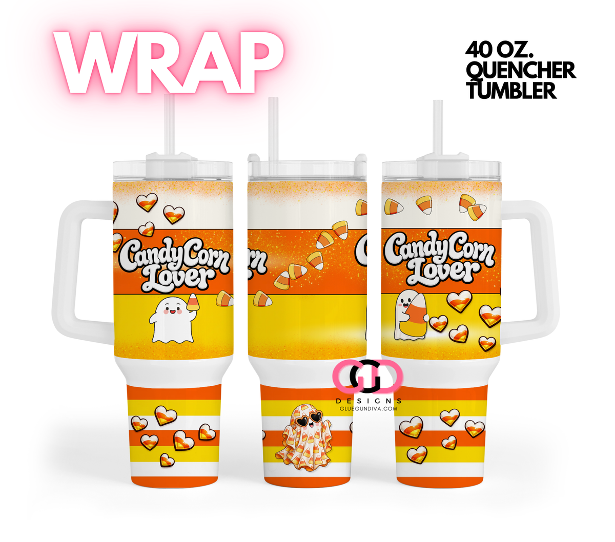 Candy Corn Lover Ghosts -   Digital tumbler wrap for 40 oz tumbler